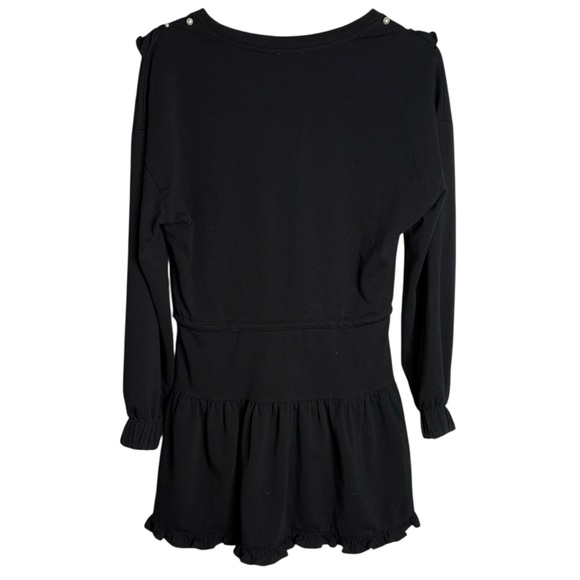 Anthropologie Sundays Gemma dress Black Long Sleeve Pearl ruffle Bib women’s xs - Picture 4 of 9